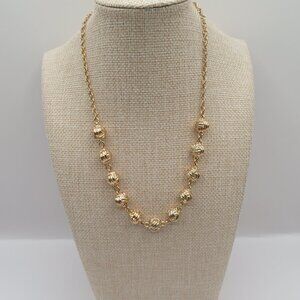 Monet Vintage Gold Tone Ball Station Necklace